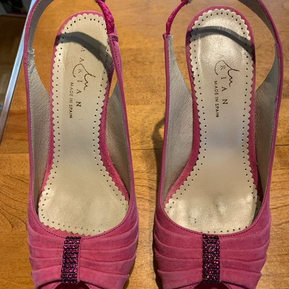 Stylish Pink Suede Slingback Shoes with Glitter Accents - Picture 7 of 12